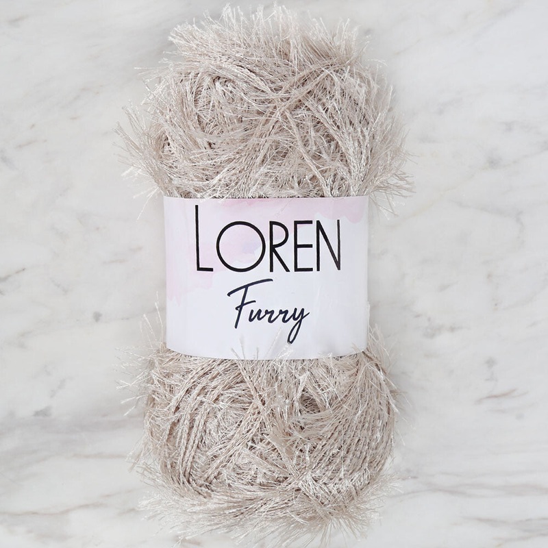 Loren Furry Knitting Yarn, Beige – RF050
