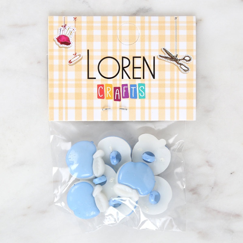 Loren Crafts 8-piece Blue Apple Button – 3006