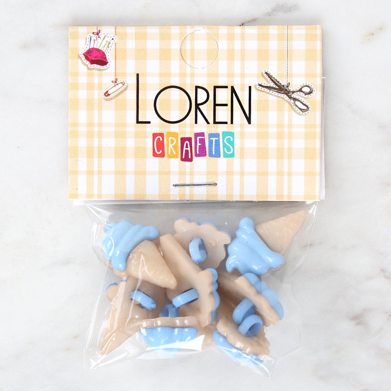 Loren Crafts 8-piece Blue Ice Cream Button – 3071
