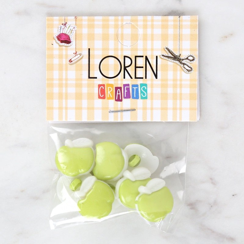 Loren Crafts 8-piece Green Apple Button – 3000