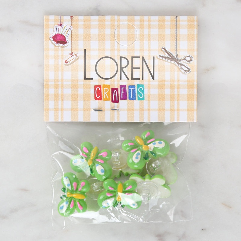 Loren Crafts 8-piece Green Butterfly Button – 3019