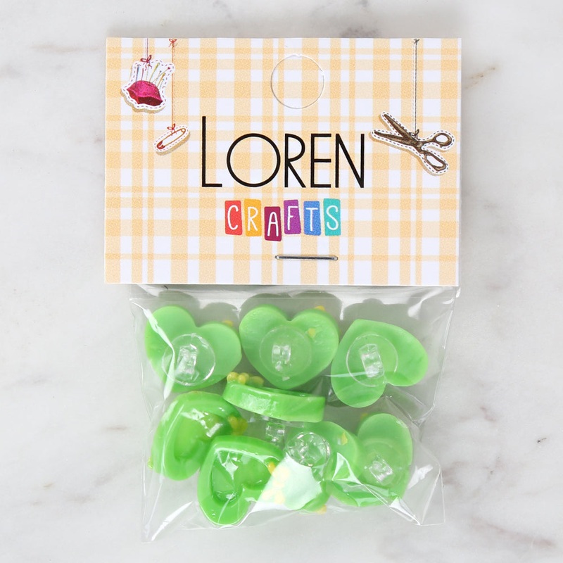 Loren Crafts 8-piece Green Heart Button – 3015