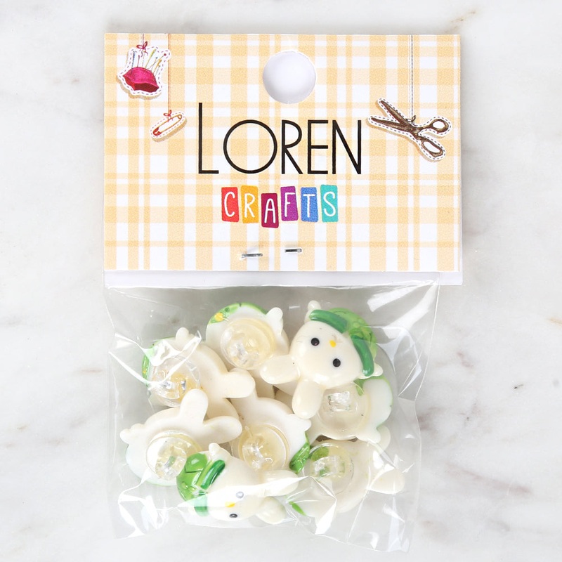 Loren Crafts 8-piece Green Rabbit Button – 3031