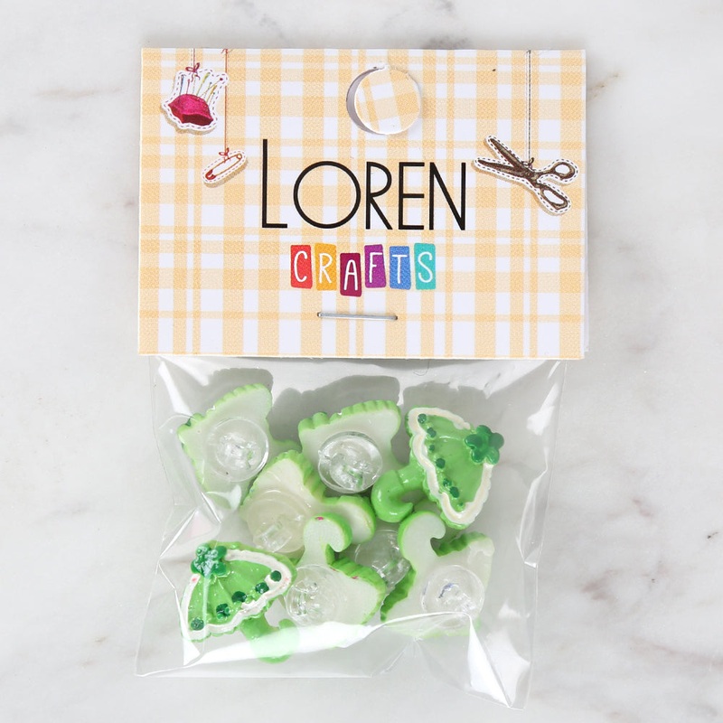 Loren Crafts 8-piece Green Umbrella Button – 3013