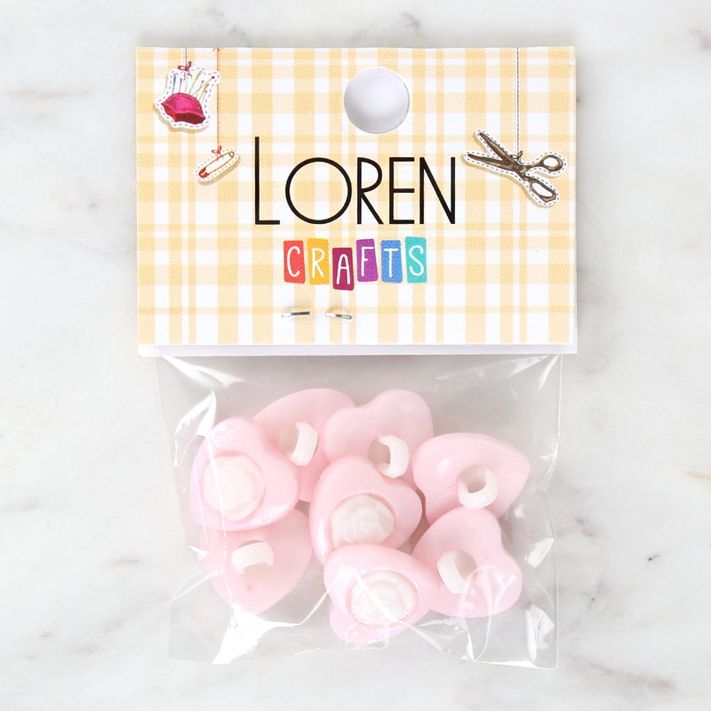 Loren Crafts 8-piece Light Pink Heart Button – 3051