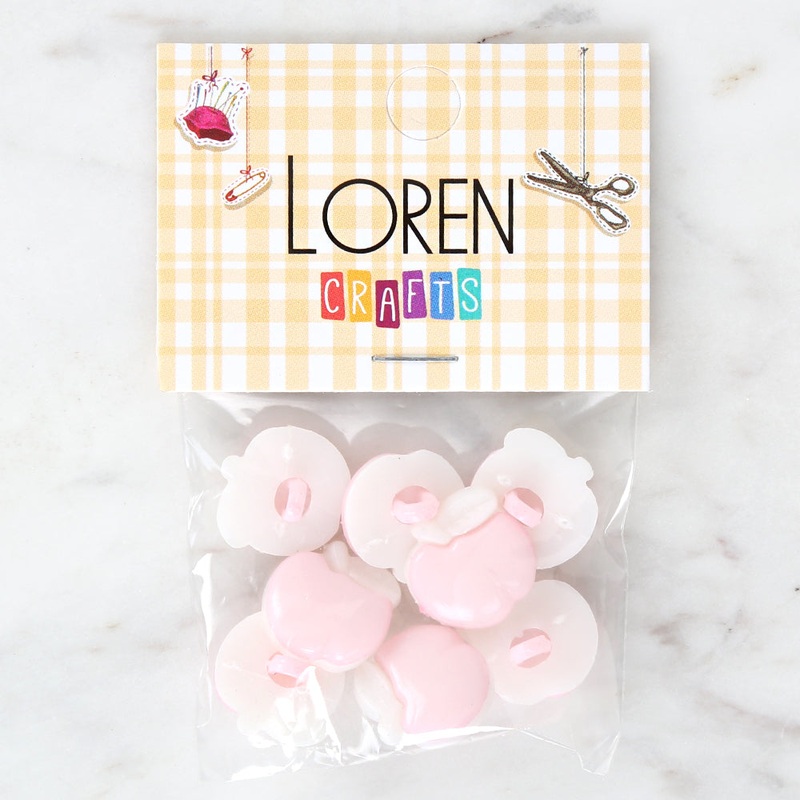 Loren Crafts 8-piece Pink Apple Button – 3002