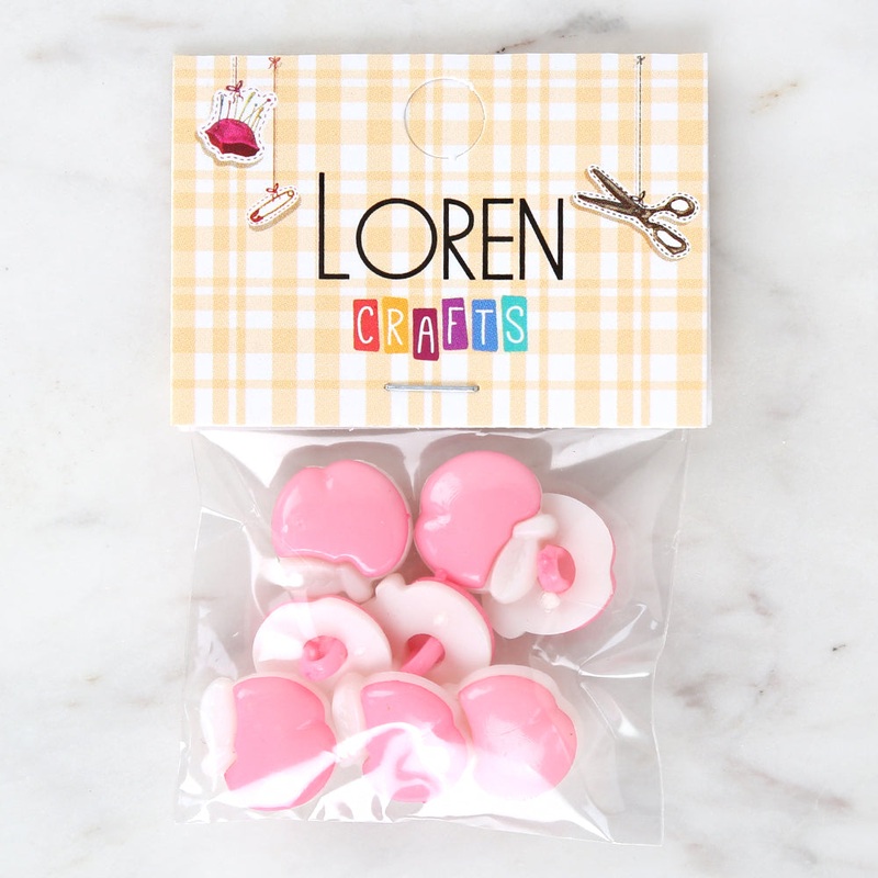 Loren Crafts 8-piece Pink Apple Button – 3004