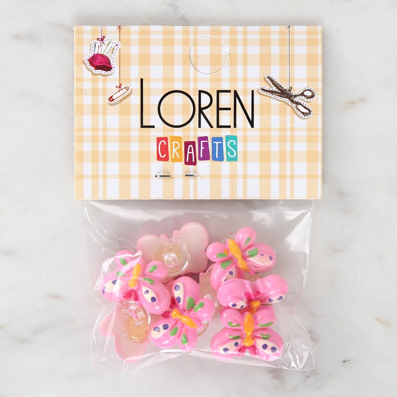 Loren Crafts 8-piece Pink Butterfly Button – 3022