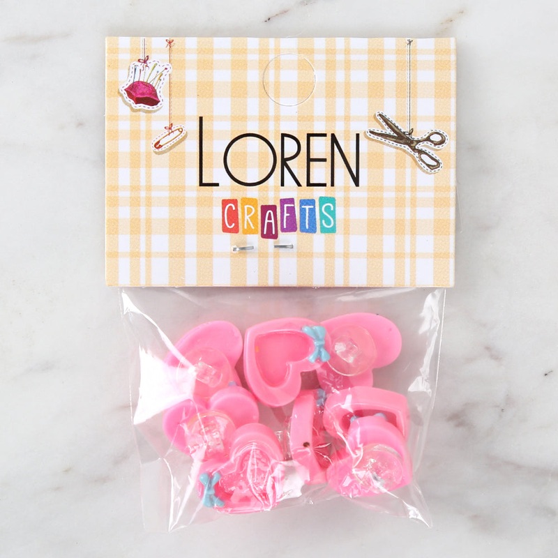 Loren Crafts 8-piece Pink Heart Button – 3016