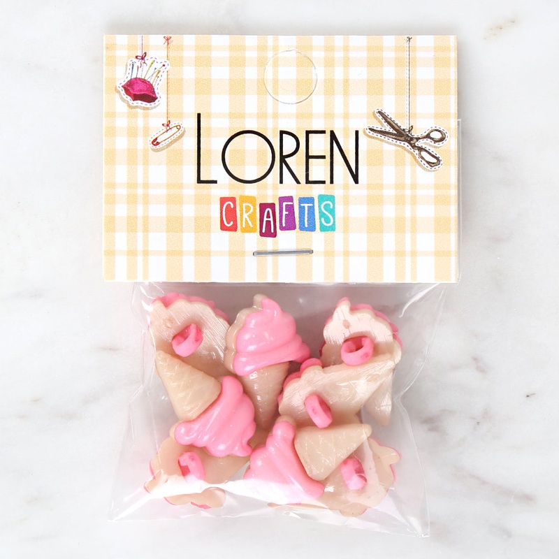 Loren Crafts 8-piece Pink Ice Cream Button – 3073