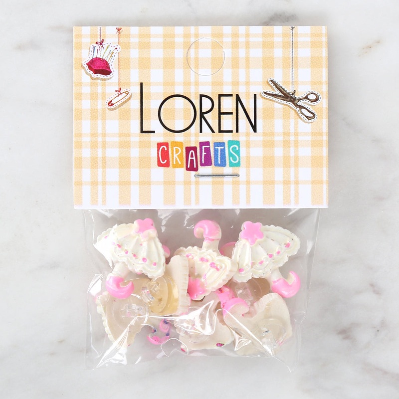Loren Crafts 8-piece Pink Umbrella Button – 3008