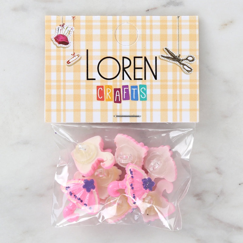 Loren Crafts 8-piece Pink Umbrella Button – 3011