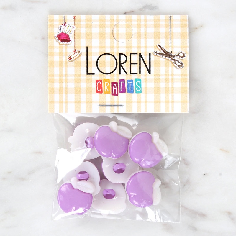Loren Crafts 8-piece Purple Apple Button – 3003
