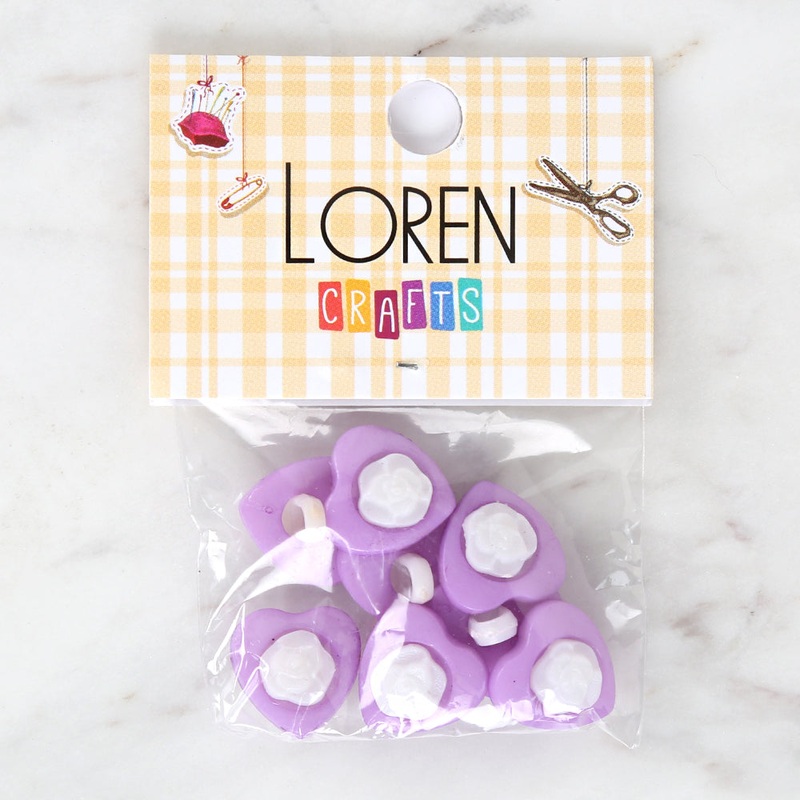 Loren Crafts 8-piece Purple Heart Button – 3052
