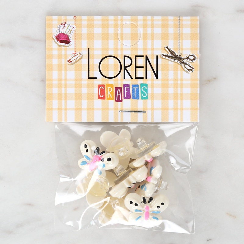 Loren Crafts 8-piece White Butterfly Button – 3023
