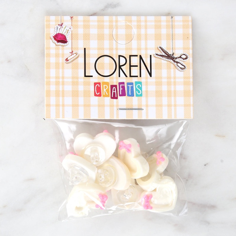 Loren Crafts 8-piece White Heart Button – 3018