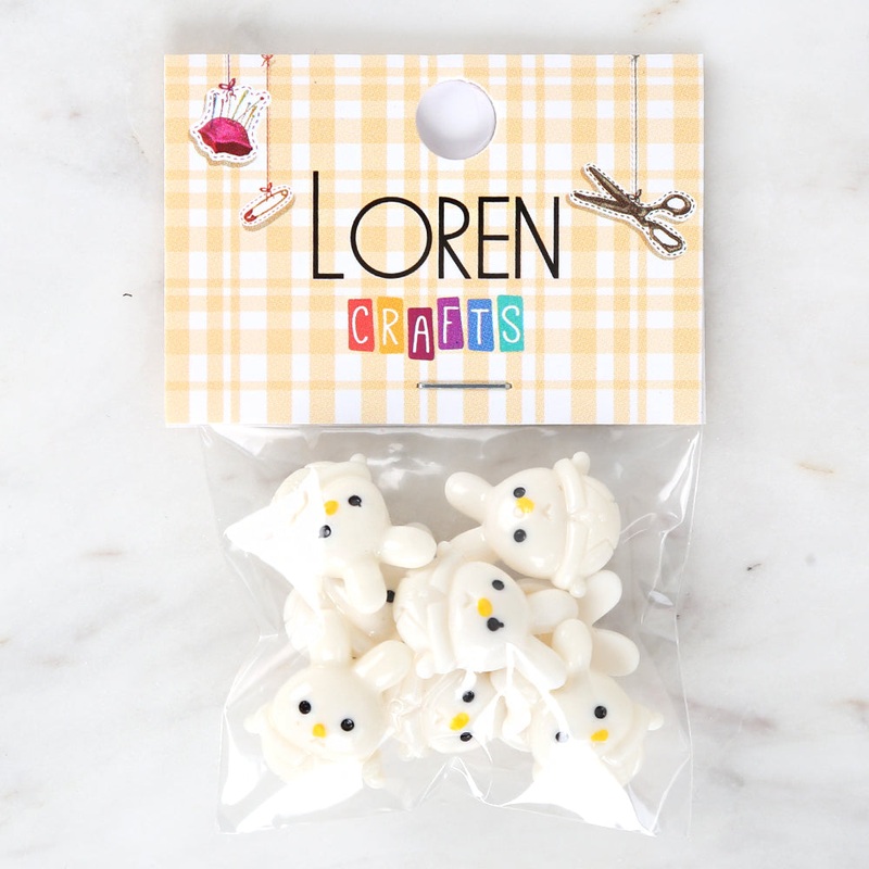 Loren Crafts 8-piece White Rabbit Button – 3033