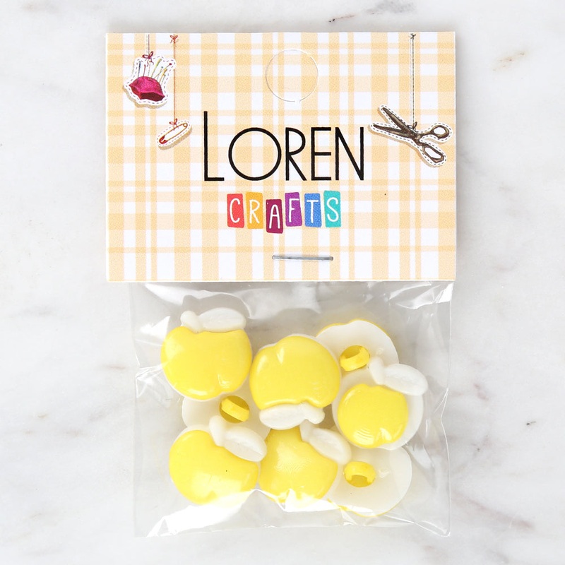 Loren Crafts 8-piece Yellow Apple Button – 3005