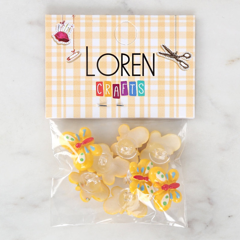 Loren Crafts 8-piece Yellow Butterfly Button – 3020