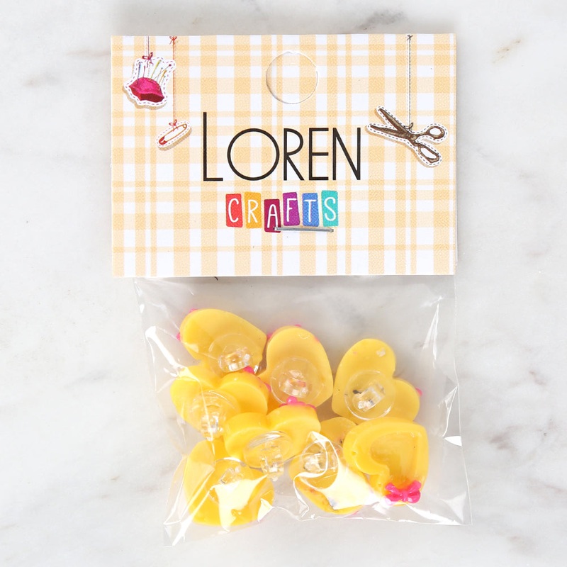 Loren Crafts 8-piece Yellow Heart Button – 3017
