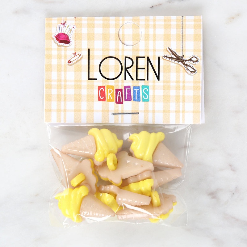 Loren Crafts 8-piece Yellow Ice Cream Button – 3072