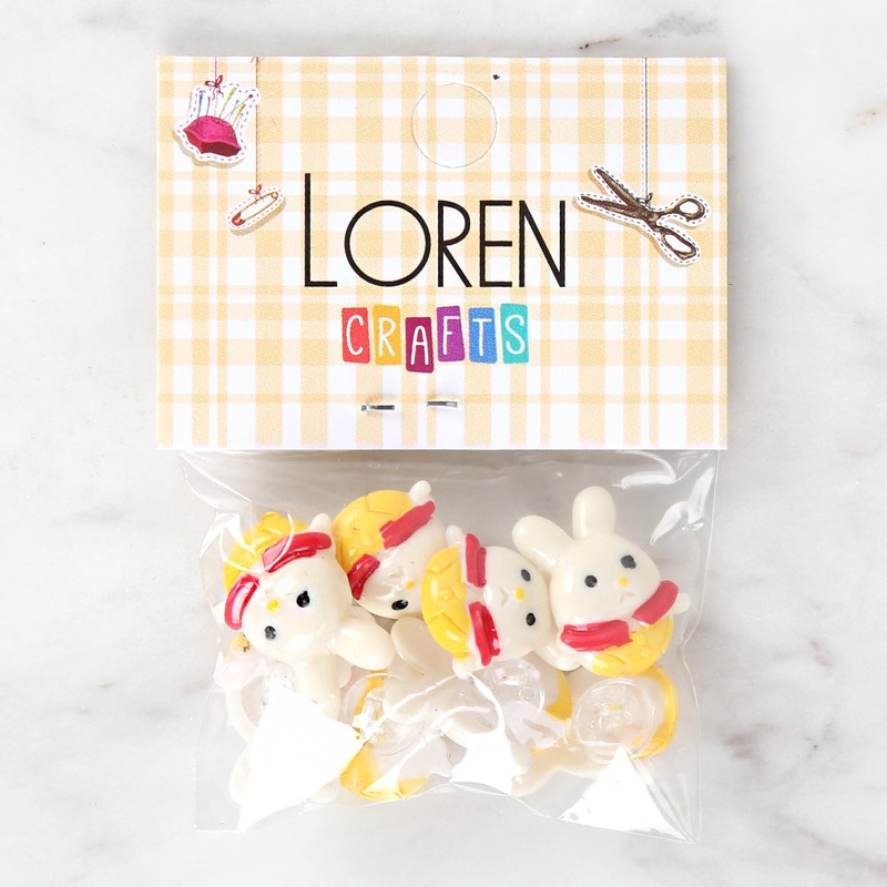 Loren Crafts 8-piece Yellow-Red Rabbit Button – 3030