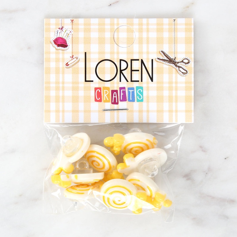 Loren Crafts 8-piece Yellow Sugar Button – 3027