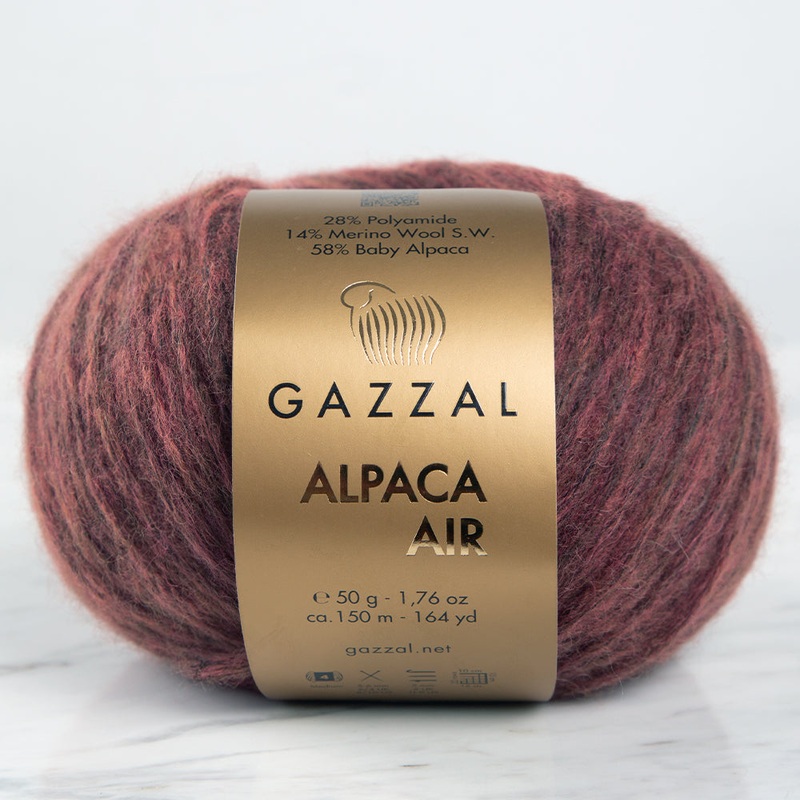 Gazzal Alpaca Air Knitting Yarn, Brick Color – C:95
