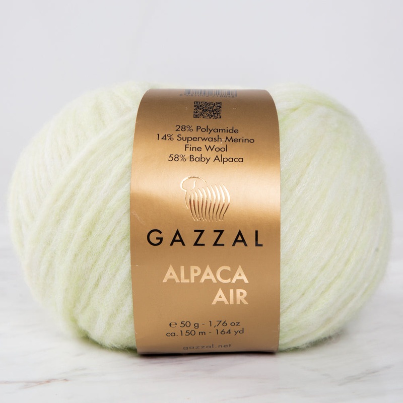 Gazzal Alpaca Air Knitting Yarn, Light Yellow – C:91