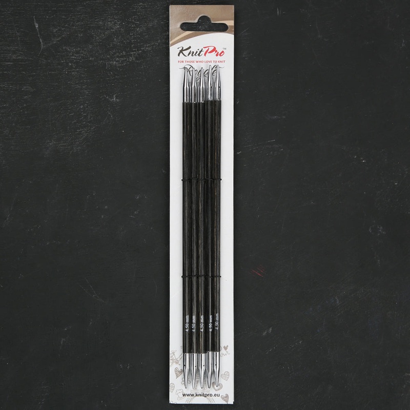KnitPro Royale 4.5 mm 20 cm Wooden Double Pointed Needles, Grey Onyx – 29038
