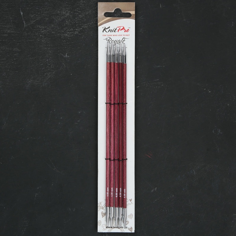 KnitPro Royale 4 mm 20 cm Wooden Double Pointed Needles, Fuchsia Fan – 29037