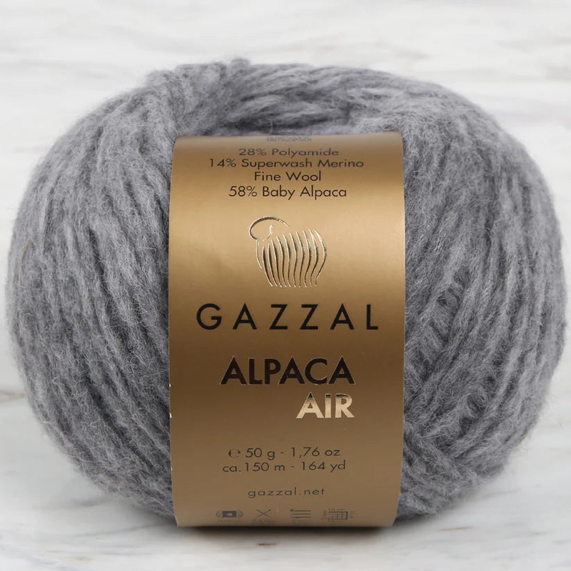 Gazzal Alpaca Air Knitting Yarn, Gray – C:81