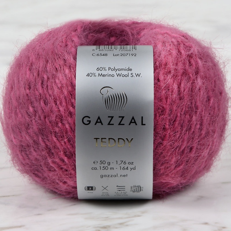 Gazzal Teddy Hand Knitting Yarn, Fuchsia – 6548