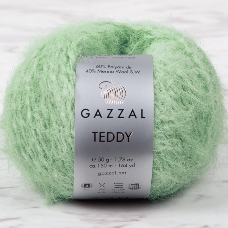 Gazzal Teddy Hand Knitting Yarn, Green – 6555