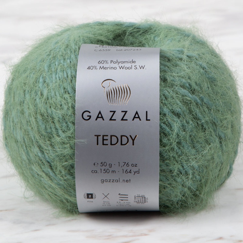 Gazzal Teddy Hand Knitting Yarn, Green – 6559