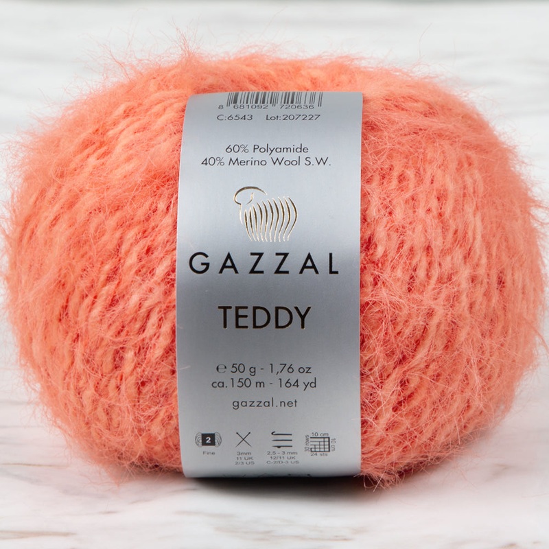Gazzal Teddy Hand Knitting Yarn, Orange – 6543