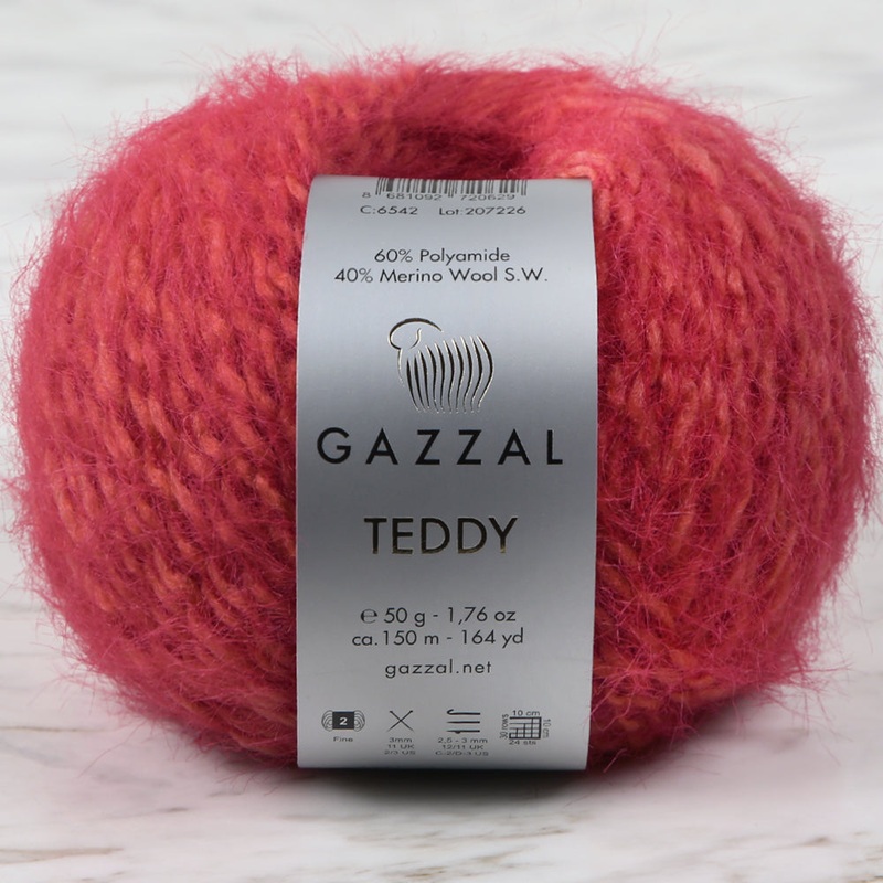 Gazzal Teddy Hand Knitting Yarn, Red – 6542