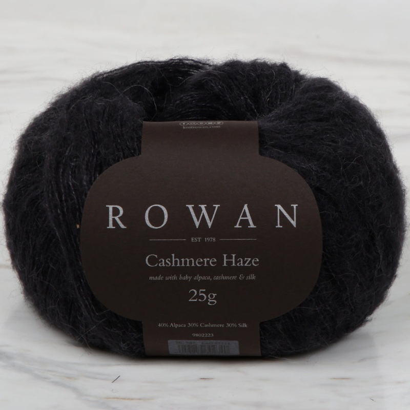 Rowan Cashmere Haze 25gr Hand Knitting Yarn, Black – 707