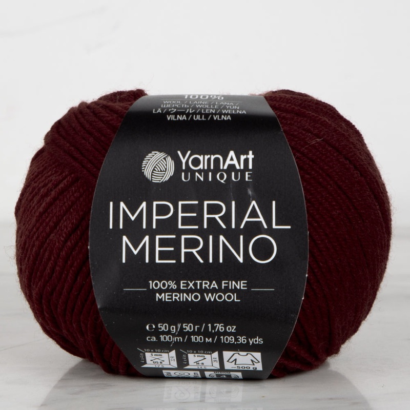 YarnArt IMPERIAL MERINO Knitting Yarn, Maroon – 3344