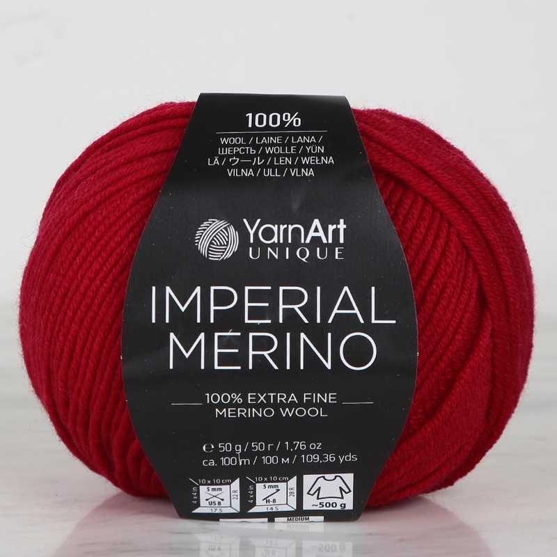 YarnArt IMPERIAL MERINO Knitting Yarn, Red – 3345