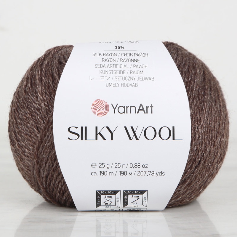 YarnArt SILKY WOOL Hand Knitting Yarn, Brown – 336