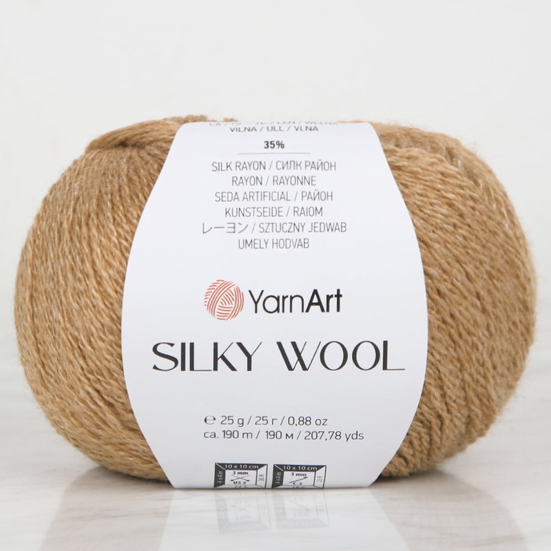 YarnArt SILKY WOOL Hand Knitting Yarn, Brown – 345