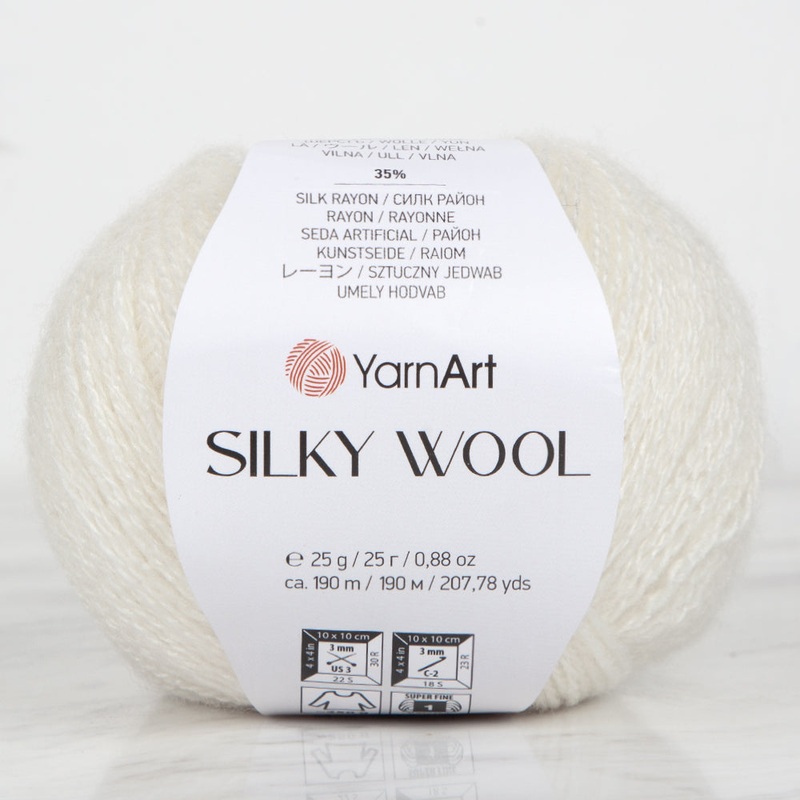 YarnArt SILKY WOOL Hand Knitting Yarn, Cream – 330