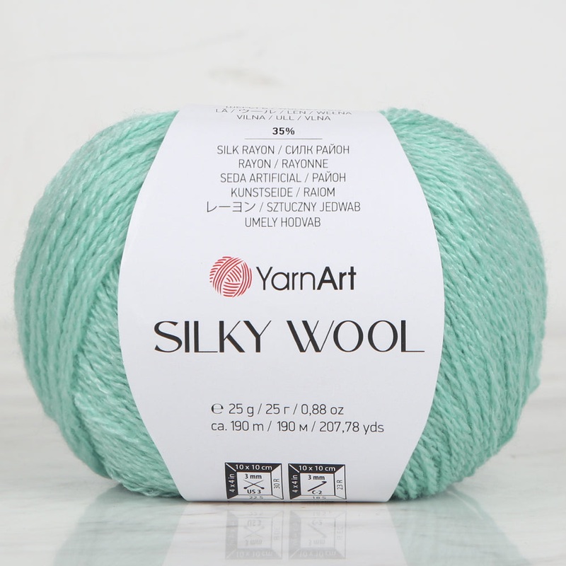 YarnArt SILKY WOOL Hand Knitting Yarn, Green – 340