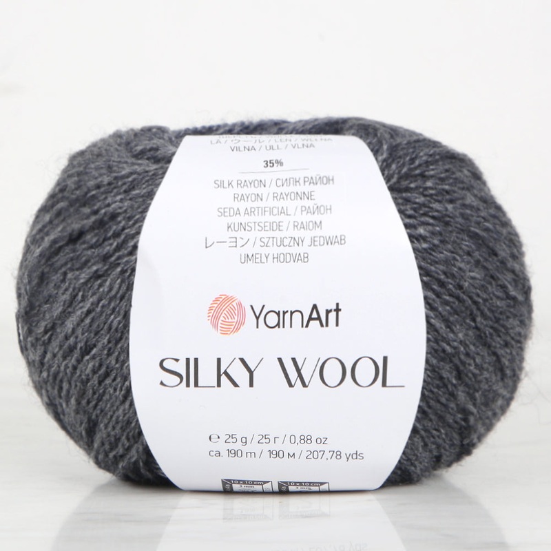 YarnArt SILKY WOOL Hand Knitting Yarn, Grey – 335