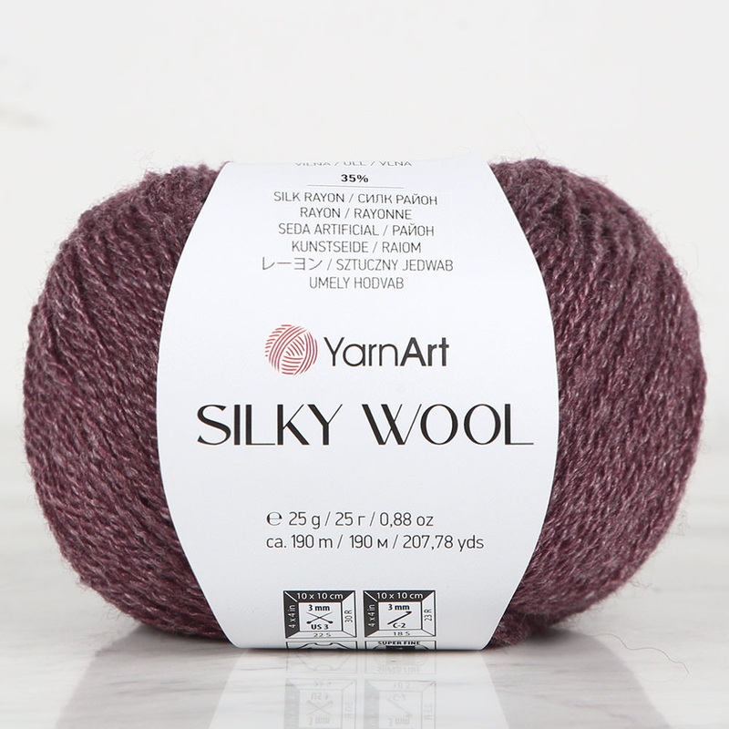 YarnArt SILKY WOOL Hand Knitting Yarn, Maroon – 344