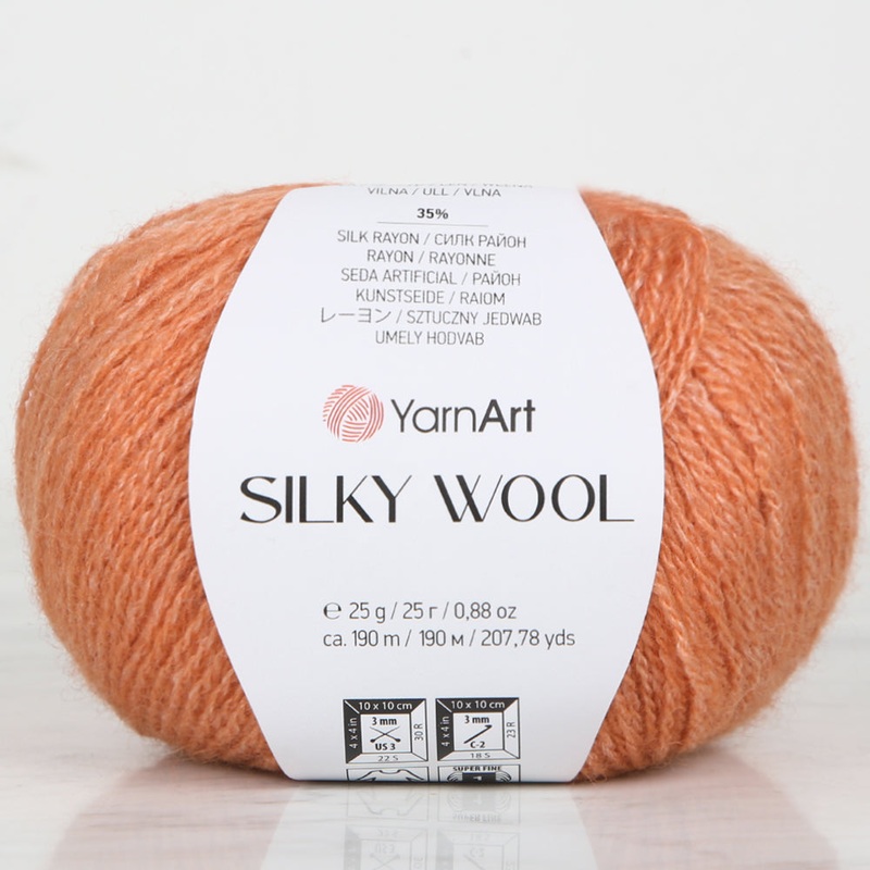 YarnArt SILKY WOOL Hand Knitting Yarn, Orange – 338