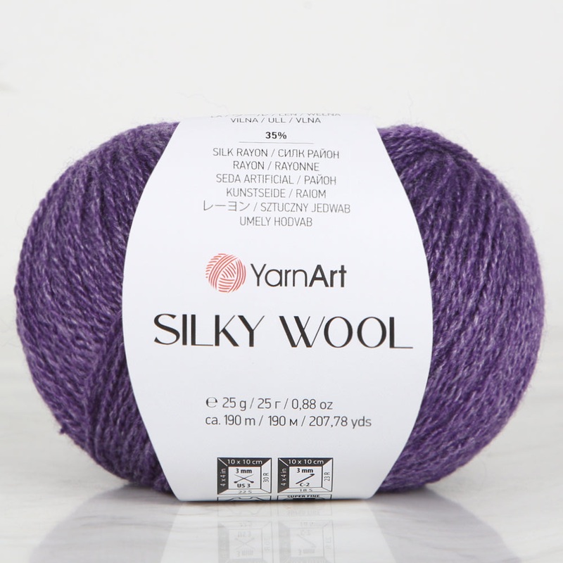 YarnArt SILKY WOOL Hand Knitting Yarn, Purple – 334
