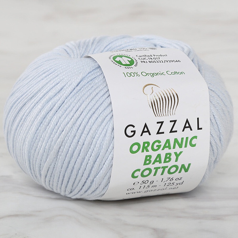 Gazzal Organic Baby Cotton Yarn, Baby Blue – 417