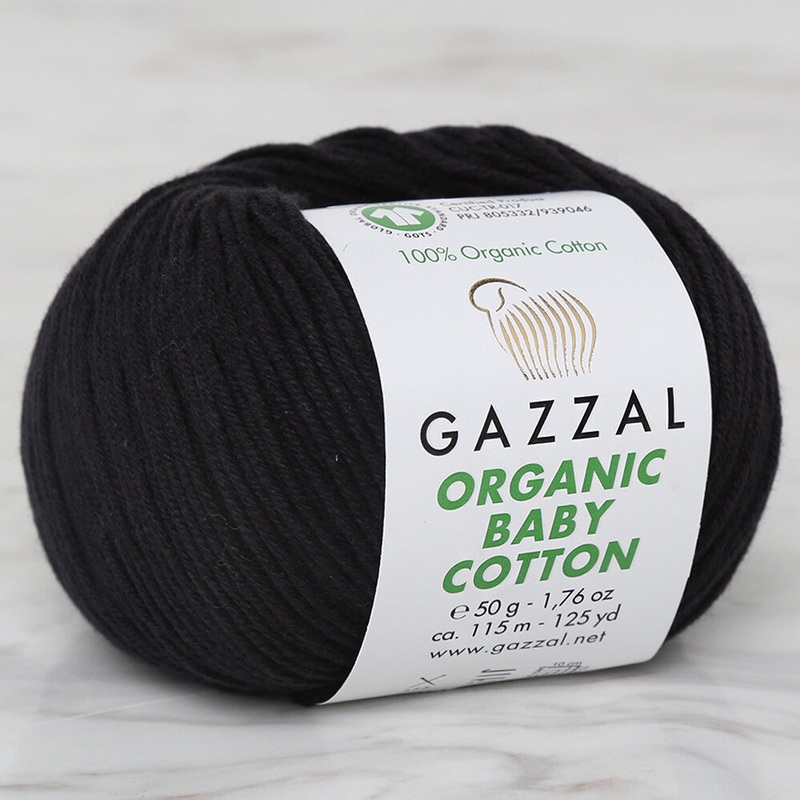 Gazzal Organic Baby Cotton Yarn, Black – 430